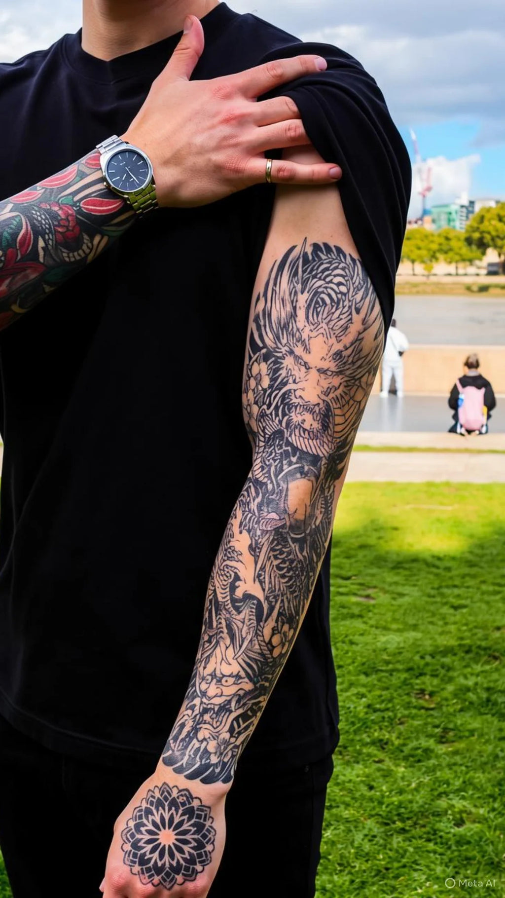 Japanese Dragon Sleeve Temp Tattoo
